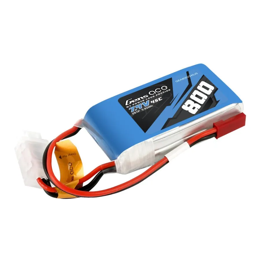 Gens Ace 800mAh 2S 7.4V 45C Lipo Battery Pack With JST-SYP Plug - Image 3