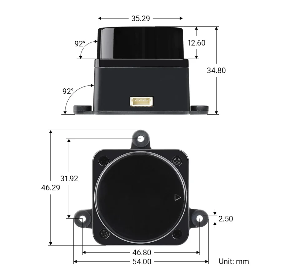 DTOF LIDAR LD19 details size Robotonbd