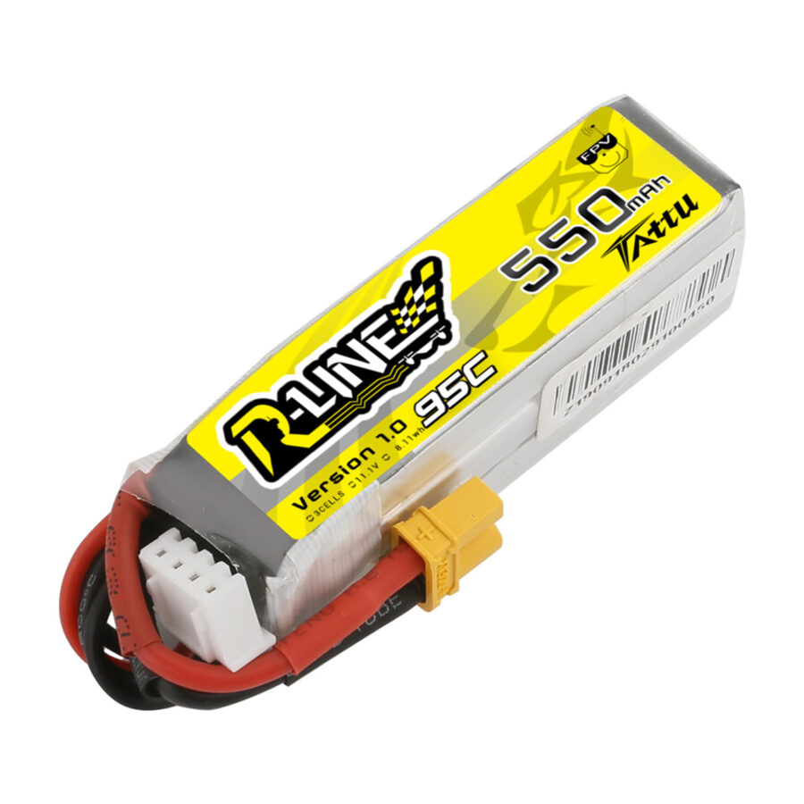 Tattu 550mAh 3S 11.1V 95C R-Line Lipo Battery Pack with XT30 Plug